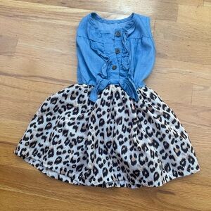 Toddler Leopard-Print Button-Down Tie Dress - Size 24 Months